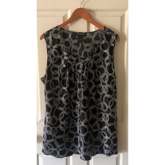 Lane Bryant Sleeveless Blouse with Black and White Circle Pattern Size 20 - Picture 1 of 6